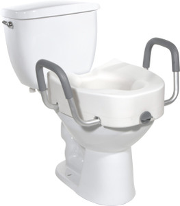 SEATS RAISED TOILET 5IN W/ARMS LOCKING ELONGATED 300LB CAP (1EA/CS) [482-12013]