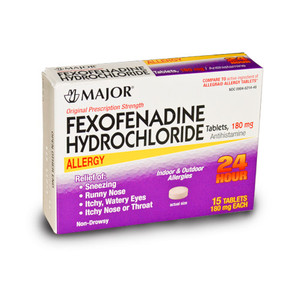 ANTIHISTAMINES ALLERGY FEXOFENADINE HCI NON-DROWSY 180MG TABLETS COMPARE TO ALLEGRA (30/BX 36BX/CS) [PH254]