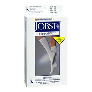 STOCKINGS SUPPORT KNEE HIGH CLOSED TOE DIABETIC 8-15MM SIZE MD WHITE SENSIFOOT (PR) [JOB110832]