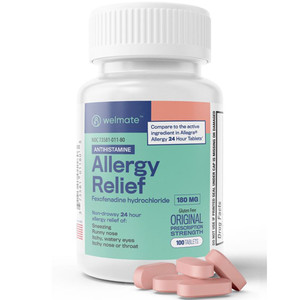 ANTIHISTAMINES ALLERGY FEXOFENADINE HCI NON-DROWSY 180MG TABLETS COMPARE TO ALLEGRA MADE USA (100/BX) [PH257]