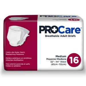 BRIEFS DIAPERS ADULT MOD ABS DISP LF 32-44IN MD WHITE PROCARE MADE USA (16/PK 6PK/CS) [009-CRB012]