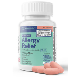 ANTIHISTAMINES ALLERGY FEXOFENADINE HCI NON-DROWSY 60MG TABLETS COMPARE TO ALLEGRA MADE USA (100/BTL) [PH312]
