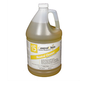 CLEANERS FLOOR NEUTRAL PH F/MOP LEMON 64:1 DIL 1 GAL CONTROLCHEM #15 MADE USA (4GAL/CS) [600-ESCC15-G4]