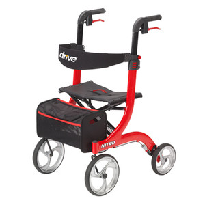 ROLLATORS ALUMINUM ADJ HT 300LB CAP 10IN CASTERS RED NITRO RETAIL PACK (EA) [482-RTL10266]