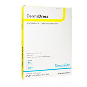DRESSINGS NON-ADH ABS PADS ADH BORDER WTRPRF LF ST 6X8IN W/4X6IN ISLAND (10/BX) [600-6204-6]