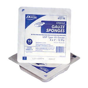 DRESSINGS GAUZE SPONGES ST 8PLY 4IN X 4IN DUKAL (10/TR 128TR/CS) [500-GS4410-08]
