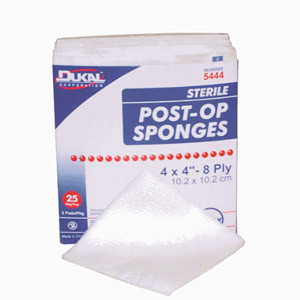 DRESSINGS GAUZE SPONGES ABS FILL POST-OP ST 4IN X 4IN DUKAL (2/PK 25PK/BX 24BX/CS) [500-GS44ST-OP]