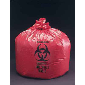 CANS TRASH LINERS ISOLATION RED 10 GAL 24IN X 33IN HD M11 INFECTIOUS WASTE MADE USA (25/RL 20RL/CS) [500-HDR33-R]