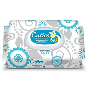 WIPES MOIST DISP QUILTED CLOTH LF BABY 6.7IN X 7.7IN UNSENTED SOFT PACK W/LID CUTIES MADE USA (72/PK 12PK/CS) [009-CR16413]