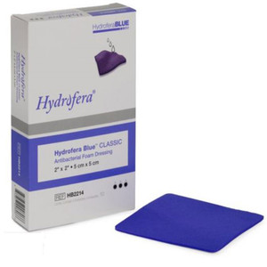 DRESSINGS FOAM NON-ADH LF ST ANTIMICROBIAL GENTIAN VIOLET & METHYLENE BLUE 2IN X 2IN HYDROFERA BLUE (10/BX 5BX/CS) [480-HB2214]