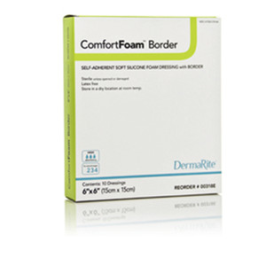 DRESSINGS FOAM SILICONE SELF-ADH BORDER WTRPRF LF ST 4IN X 12IN (5/BX) [600-295900]