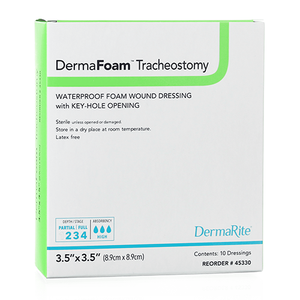 DRESSINGS FOAM TRACH NON-ADH 3.5IN X 3.5IN W/KEY-HOLE OPENING (10/BX) [600-66027640-EA]