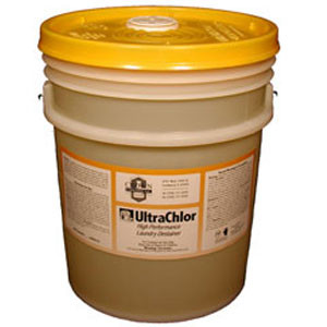LAUNDRY BLEACH LIQUID HIGH STRENGTH 200-400:1 DIL 5 GAL ULTRACHLOR MADE USA (5GAL/PL) [500-ESL05-P5]