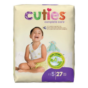 BRIEFS DIAPERS BABY DISP LF SIZE 5 FITS 27+LBS WHITE CUTIES MADE USA (27/PK 4PK/CS) [500-DBB5-EA]