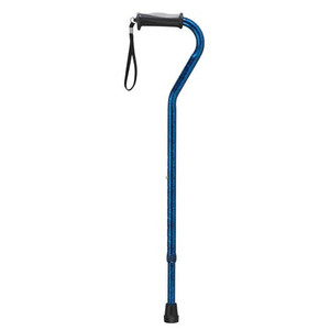 CANES ALUMINUM OFFSET ADJ 28.5IN-38IN W/GEL GRIP 300LB CAP BLUE CRACKLE RETAIL PACK (6/CS) [482-RTL10372BC]