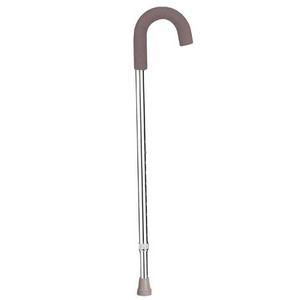 CANES ALUMINUM ROUND HANDLE ADJ 28.75IN-37.75IN W/FOAM GRIP 300LB CAP SILVER RETAIL PACK (6/CS) [482-RTL10342]