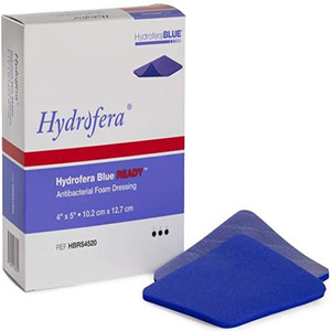 DRESSINGS FOAM NON-ADH LF ST ANTIMICROBIAL GENTIAN VIOLET & METHYLENE BLUE 4IN X 5IN HYDROFERA BLUE READY (10/BX 5BX/CS) [480-HBRS4520]