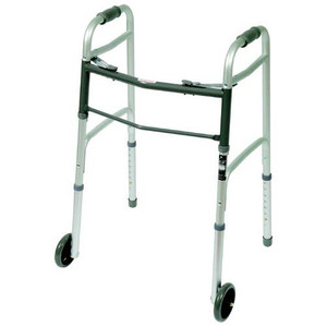 WALKERS ADULT FOLDING 2 BUTTON ADJ HT 32IN-39IN W/5IN FIXED WHEELS 300LB CAP COMPARE TO GUARDIAN (4/CS) [500-W101-5WFG]