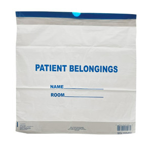 BAGS BELONGINGS DRAWSTRING DISP WHITE 20N X 20IN W/BLUE PRINT (250/CS) [060-DSPB01]