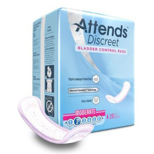 PADS BLADDER CONTROL GUARDS MOD ABS DISP LF 3IN X 10.5IN WHITE ATTENDS DISCREET MADE USA (20/PK 10PK/CS) [338-ADPMOD]