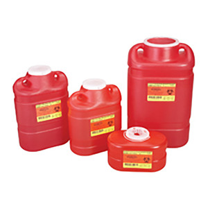 SHARPS CONTAINERS 20 QT / 5 GAL VERTICAL ONE PIECE FUNNEL VALVE RED (8/CS) [BD305491]