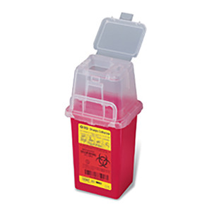 SHARPS CONTAINERS 1 QT PHLEBOTOMY VERTICAL DUAL ACCESS LID RED (60/CS) [BD305635]