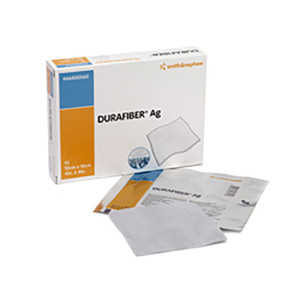 DRESSINGS HYDROFIBER ANTIMICROBIAL W/SILVER NON-ADH LF ST 4IN X 4.75IN DURAFIBER AG (10/BX 12BX/CS) [SN66800571]