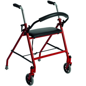WALKERS ADULT FOLDING 2 WHEELED W/SEAT ADJ HT 29-38IN 300LB CAP RED (EA) [482-1239RD]