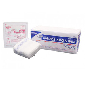 DRESSINGS GAUZE SPONGES ST 16PLY X-RAY DECTABLE 4IN X 4IN DUKAL (10/TR 128TR/CS) [060-416-2X]