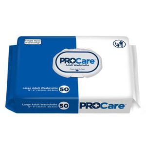 WIPES MOIST DISP SPUNLACE LF 8IN X 12IN W/ALOE & VIT E SOFT PACK PROCARE MADE USA (50/PK 12PK/CS) [009-CRW050]