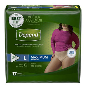 BRIEFS PULL UPS ADULT FEMALE HVY ABS DISP LF 38-44IN LG BLUSH PINK DEPEND FIT-FLEX (17/PK 2PK/CS) [KC48124]