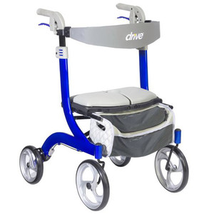 ROLLATORS ALUMINUM ADJ HT DLX 300LB CAP 10IN CASTERS BLUE NITRO RETAIL PACK (EA) [482-RTL10266BL-HS]