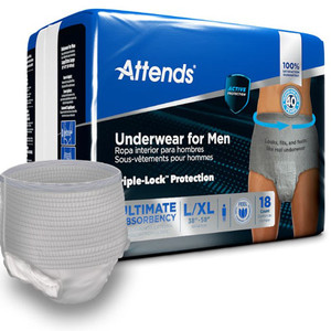 BRIEFS PULL UPS ADULT MALE STYLE MOD ABS DISP LF 38-58IN LG/XL GRAY ATTENDS DISCREET MADE USA (18/PK 4PK/CS) [338-ADUM35]