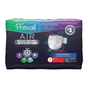 BRIEFS DIAPERS ADULT STRETCH PANEL STYLE OVERNIGHT ABS DISP LF 26-48IN MD YELLOW PREVAIL AIR MADE USA (20/PK 4PK/CS) [009-NGX012]