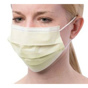MASKS PROCEDURE NON-SURGICAL PLEATED W/EARLOOPS LEVEL 1 YELLOW TISSUE LINED MADE MEXICO (50/BX 10BX/CS) [150-AT70021]
