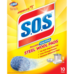 PADS STEEL WOOL SOS SOAP (10/PK 6PK/CS) [CLO10002]