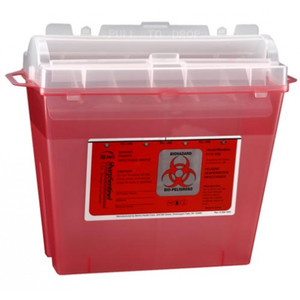 SHARPS CONTAINERS 5 QT MAILBOX COUNTER BALANCED LID TRANSPARENT RED F/500-8500-LWC WALL CABINET (32/CS) [022-175030]