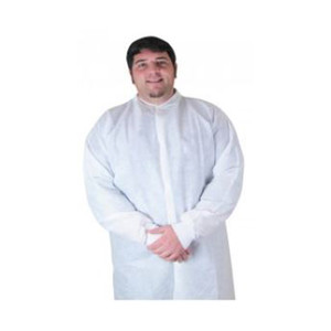 GOWNS DISP LAB COAT/FROCK STYLE ELASTIC CUFF/SNAP FRONT SMS WHITE XL W/O POCKETS (10/BG 5BG/CS) [500-LCXL-W50]