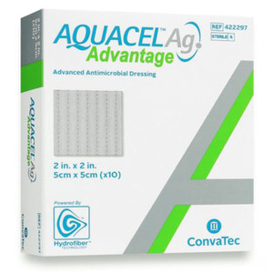 DRESSINGS HYDROFIBER ANTIMICROBIAL W/SILVER NON-ADH LF ST 2IN X 2IN AQUACEL AG ADVANTAGE (10/BX 20BX/CS) [CVT4222-97]