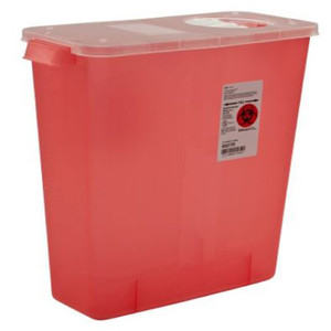 SHARPS CONTAINERS 12 QT / 3 GAL ROTOR OPENING HINGED LID TRANSPARENT RED (10/CS) [150-8527R]