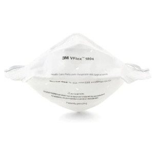 MASKS N95 HEALTH CARE PARTICULATE RESPIRATOR & SURGICAL FLAT FOLD STYLE FDA 510K / NIOSH CERTIFIED ELASTIC STRAP METAL ADJ NOSE UNIV WHITE VFLEX (50/BX 8BX/CS) [3M1804]