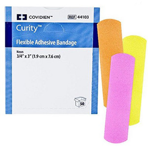 BANDAIDS FLEX FABRIC .75IN X 3IN NEON CURITY (50/BX 24BX/CS) [150-44103]