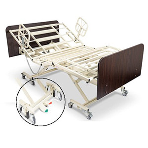 BEDS PACKAGE LOW BARIATRIC EXPANDABLE W/PIVOT ASSIST BAR HI-LOW 9IN X 25IN 750LB CAP W/ ONE-STEP CASTER LOCK SYSTEM, MAPLE, AMBER CHERRY OR MAHOGANY (EA) [630-LX-BARI-9-CLS-PA]