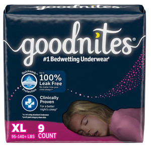 BRIEFS PULL UPS YOUTH MOD-HVY ABS DISP LF 95-140LBS XL F/GIRLS GOODNITES (9/PK 4PK/CS) [KC55593]