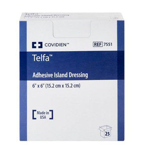 DRESSINGS NON-ADH ABS PADS ADH BORDER LF ST 6IN X 6IN ISLAND TELFA (25BX 4BX/CS) [150-7551]