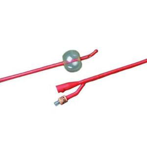 CATHETERS FOLEY 2 WAY DISP ST COUDE RED RUBBER LATEX TIEMANN TIP 14FR 5CC LUBRICATH BARDEX (12/CS) [BU0102L14]
