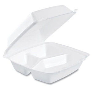 CONTAINERS HINGED LID FOAM 3 COMP 8.37IN X 7.87IN X 3.25IN DART (200/CS) [500-TOGO3]