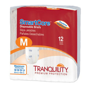 BRIEFS DIAPERS ADULT HVY ABS DISP LF 32-44IN MD WHITE SMARTCORE MADE USA (12/PK 8PK/CS) [149-2312-PK]