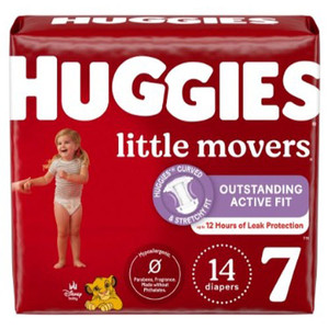 BRIEFS DIAPERS BABY DISP LF SIZE 7 FITS 41+LBS DISNEY LITTLE HUGGIES MOVERS (14/PK 4PK/CS) [KC53851]