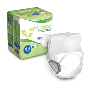 BRIEFS PULL UPS ADULT OVERNIGHT ULTIMATE ABS DISP LF 25-32IN SM FULL-ELASTIC BAND W/LEAKAGE BARRIER WHITE EMBRACE MADE USA (25/PK 4PK/CS) [600-SPU1]